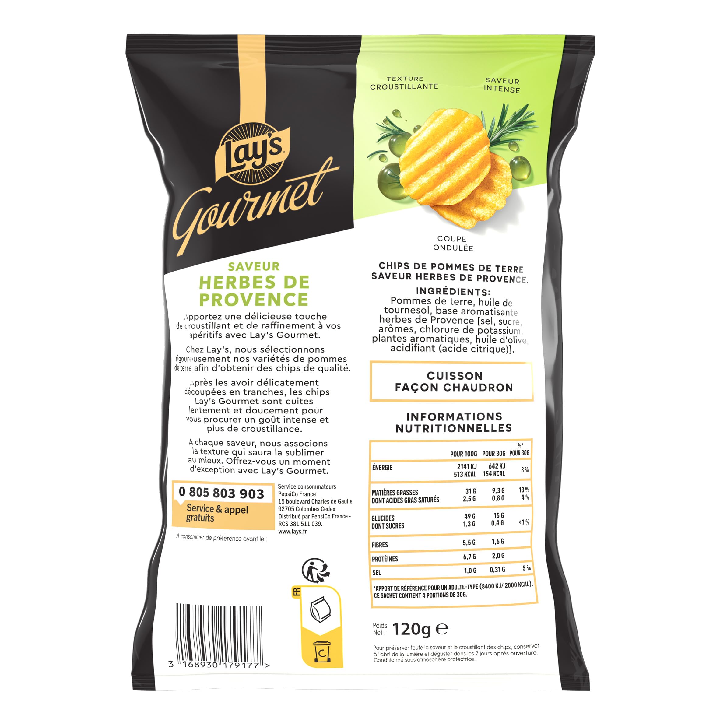 lay-s-gourmet-herbes-de-provence-chips-ondul-es-120g-lot-12 image 2