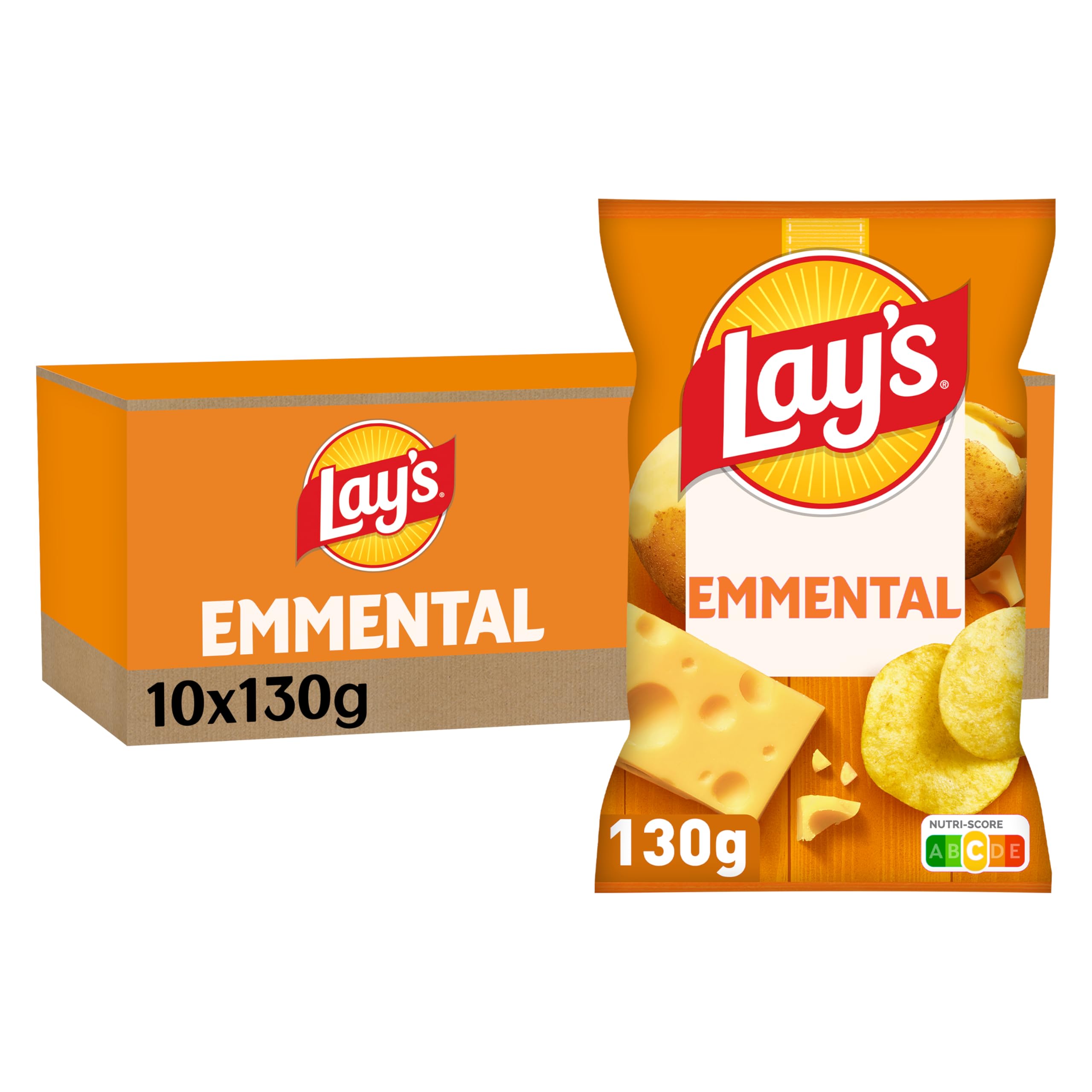 lay-s-classique-chips-saveur-emmental-130g-lot-de-10 image 1