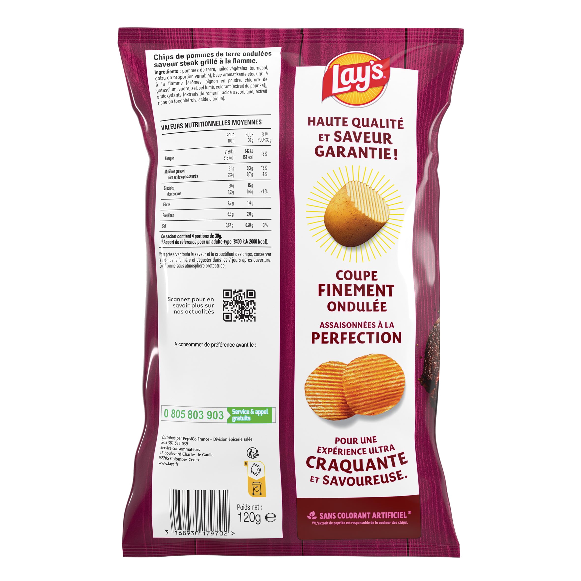 lay-s-ondul-es-chips-steak-grill-flamme-120g image 2