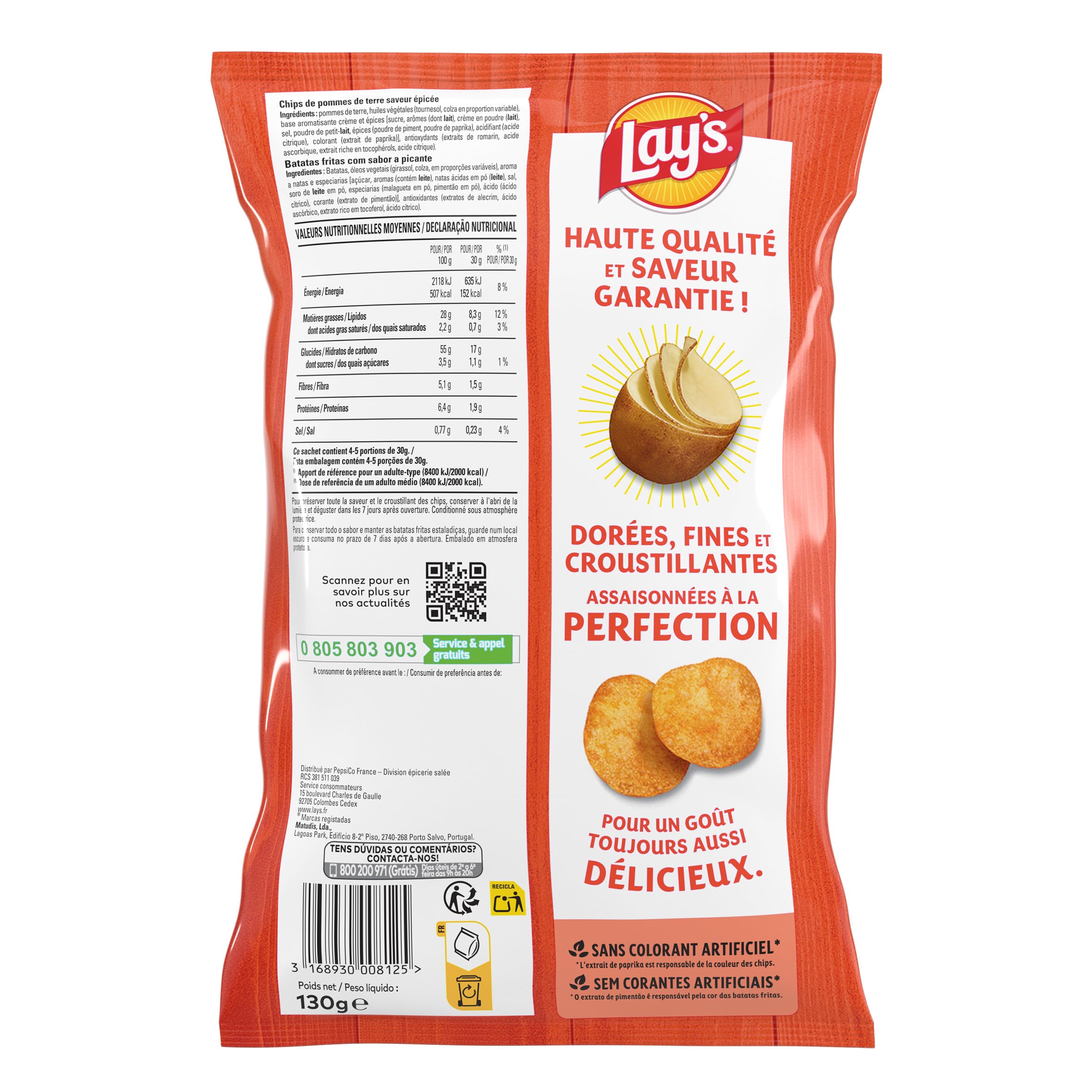 lay-s-classique-chips-spicy-130g-sachet-intense image 2